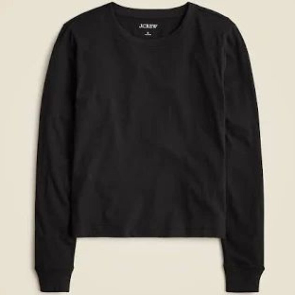 J. Crew Vintage Cotton Crewneck Long Sleeve Black T Shirt Size S